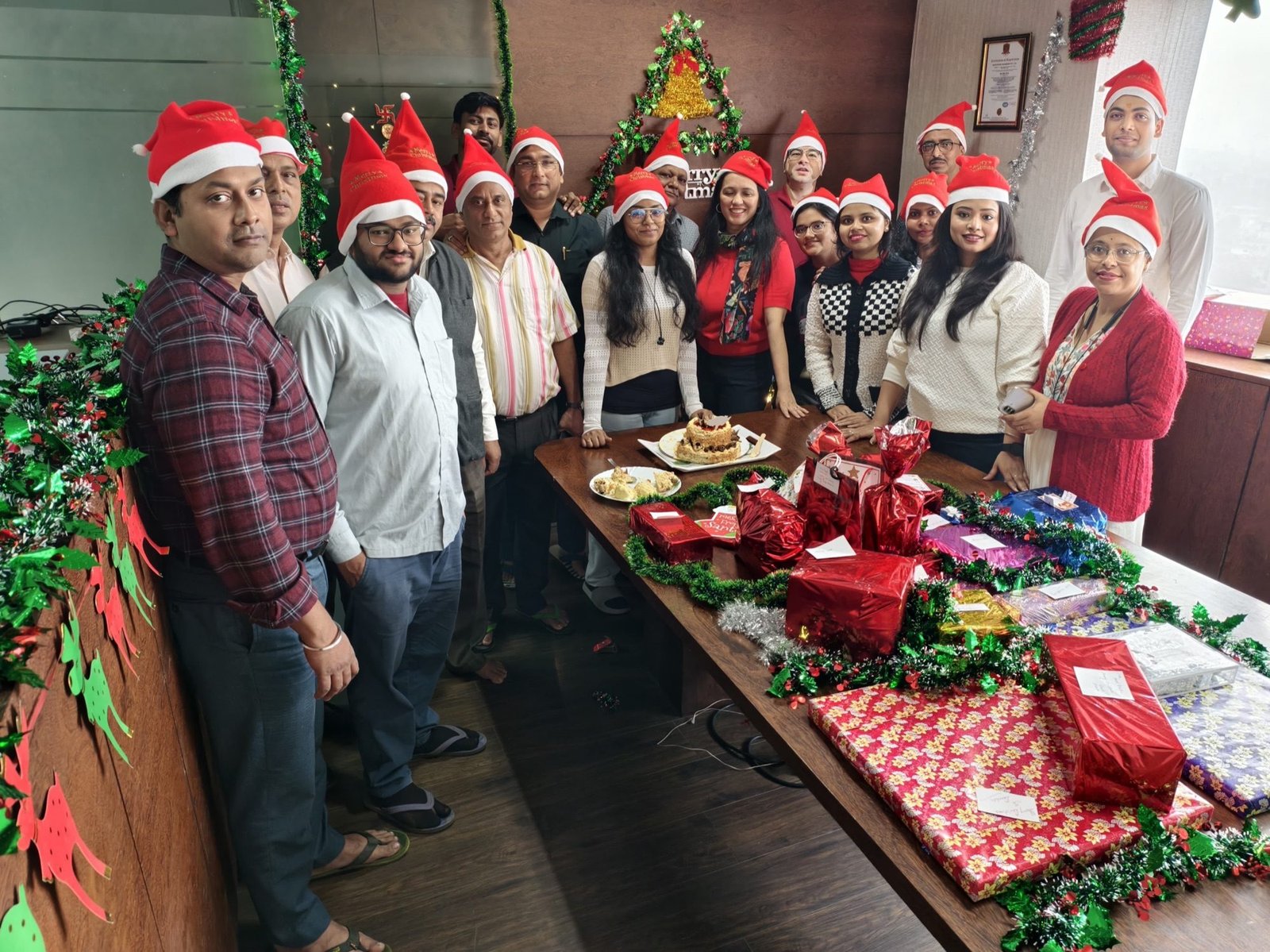 Rawatsons colleagues at a Christmas celebration in the office